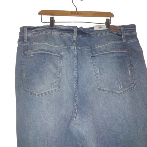 Judy Blue High Waist Heavy Destroyed Distressed Straight Fit Denim Jeans NWT 24W - Picture 6 of 11